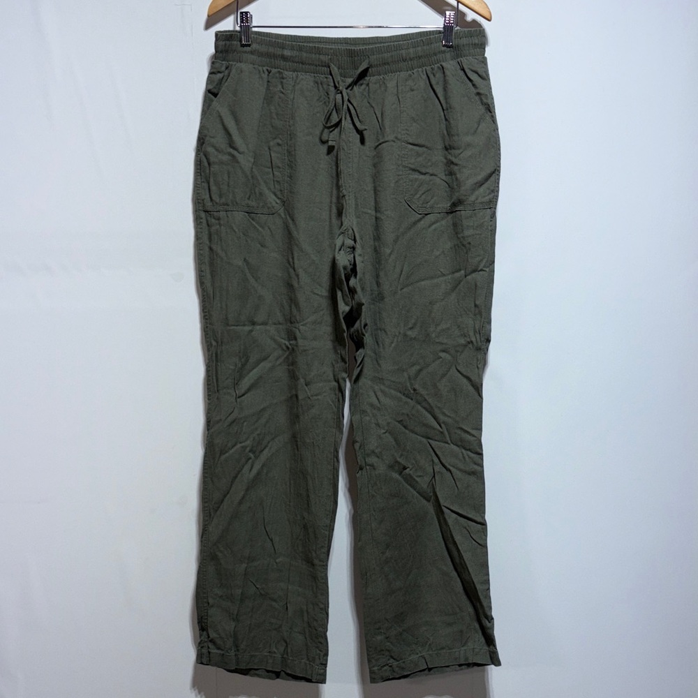 Cato Women's Olive Green Linen Blend Casual Pants Size 14/16W